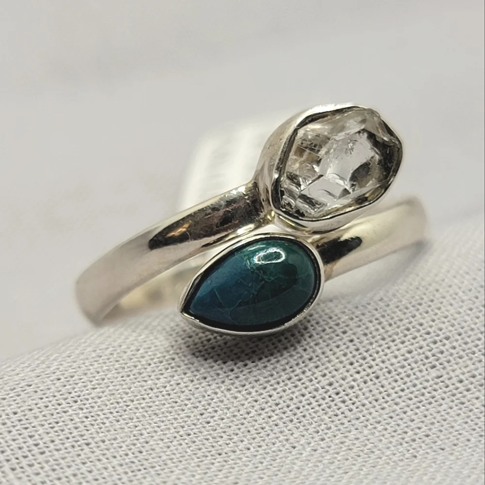Herkimer Diamond Chrysocolla Sterling Silver Ring Signed Nugent Jewelry …